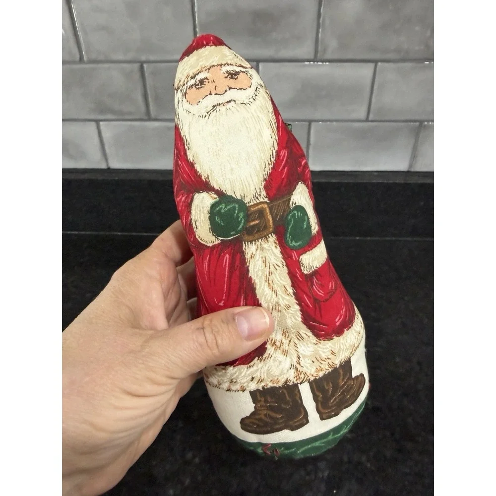 Santa Claus Pillow Stuffed Cut n Sew 1970's Vintage Christmas Decor 8 Inch Tall